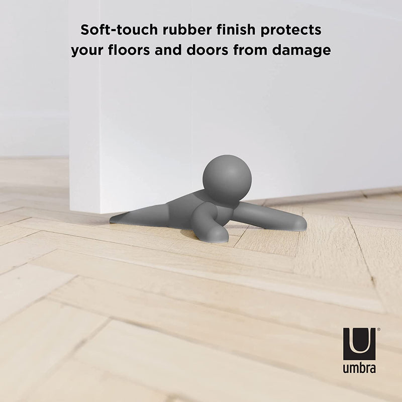 Umbra Buddy Door Stop, Heavy-Duty and Flexible, Soft-Touch Finish, Protects Your Floors, Set of 2, Grey, 2 Count,1013767-149,Gray