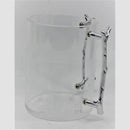 A clear acrylic washing cup with two silver-colored, textured handles designed to resemble tree branches.