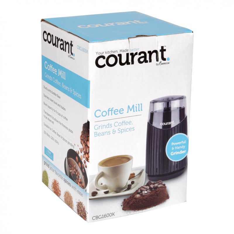 Courant Electric Coffee Grinder for Coffee Beans, Spices Stainless Steel Blades Durable Base, 150W Black