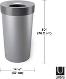 Umbra Vento Open Top 16.5-Gallon Kitchen Trash Large, Garbage Can for Indoor, Outdoor or Commercial Use, 16.5 Gallon, Grey/Steel