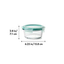 OXO Good Grips 2-cup round glass food storage container with a clear airtight lid on a white background.