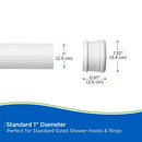 Kenney KN609L/1 Twist & Fit No Tools Spring Tension Standard Shower Curtain Rod with Non-Slip, Non-Scratch Ends, 42-72" Adjustable Length, Easy Install, White, 1" Diameter Rust Resistant Steel Tube