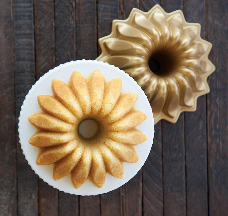 Nordic Ware Lotus Bundt Pan Gold, 5 Cup Capacity