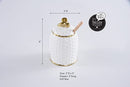 Pampa Bay Get Gifty Porcelain Honey Jar and Comb Dipper, White with Gold Trim