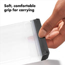 OXO Good Grips plastic carving and cutting board with drip-catcher groove and non-slip feet on a white background.