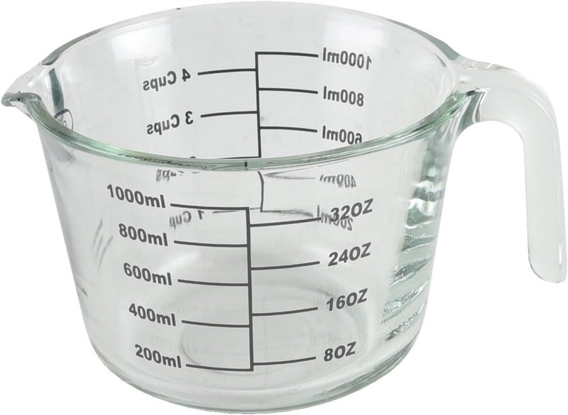 Farberware 4-Cup Borosilicate Glass Wet and Dry Measuring Cup with Oversized Measurements, Clear