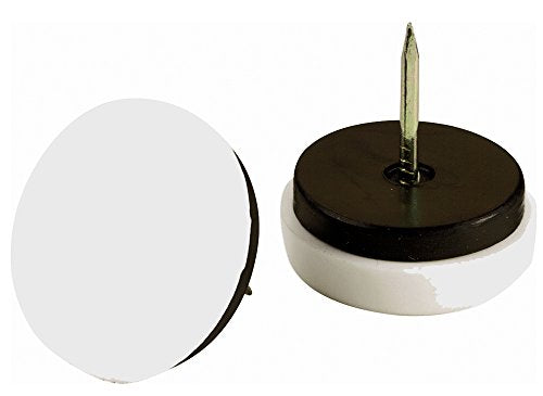 Shepherd Hardware 9448 1-1/8-Inch Nail On Cushioned Furniture Glides, Plastic Base, 4-Pack , White