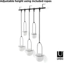 Umbra Triflora 5-piece white hanging planter set displayed on a white background.
