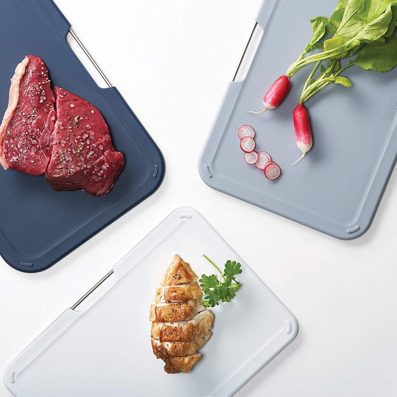 Plastic Cutting Board Set with Storage Stand 3 Different Sized Boards