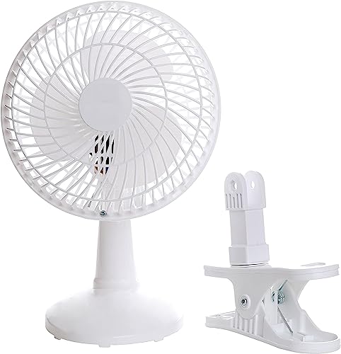 SOHLER 6-Inch Clip Convertible Table-Top & Clip Fan Two Quiet Speeds White