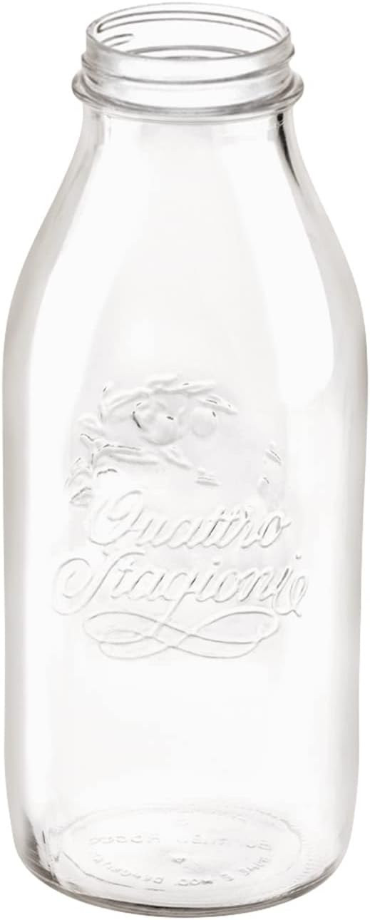 Bormioli Rocco Quattro Stagioni Preserving 1L Round Clear Glass Jug, Flasche 1.0 Liter, Transparent