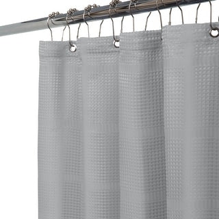 Water Resistant Jacquard Wave Gray Shower Curtain