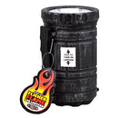 Compact black pop-up lantern with flickering flame and flashlight features, shown standing upright on a white background.