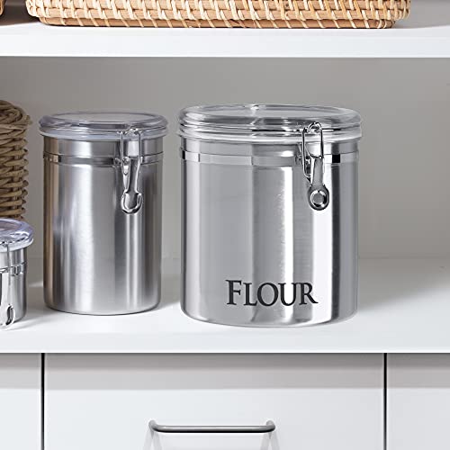 Oggi Jumbo 8" Stainless Steel Flour Clamp Canister - Airtight Food Storage Container Ideal for Kitchen & Pantry Storage of Flour or other Bulk, Dry Foods.