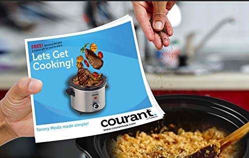 Courant Oval Slow Cooker Crock, with Easy Options 3.5 Quart Dishwasher Safe Pot, Stainless Steel