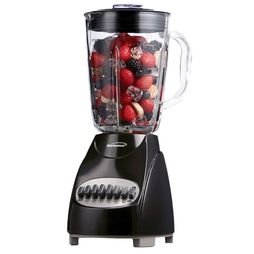 Brentwood JB-920B 12-Speed + Pulse Blender with Glass Jar, Black