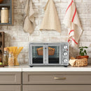 Courant French Door toaster oven box highlighting large capacity, convection, and multi-function cooking.