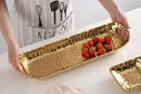 Pampa Bay Golden Millenium Titanium-Plated Porcelain Long Tray with Handles, 20 X 6.5 X 2.75in