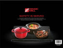 Black enamel coated hot plate for cooking and warming food, Magic Mill brand, with adjustable settings