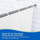 Kenney KN609L/13 Twist & Fit No Tools Spring Tension Standard Shower Curtain Rod with Non-Slip, Non-Scratch Ends, 42-72" Adjustable Length, Easy Install, Silver, 1" Diameter Rust Resistant Steel Tube