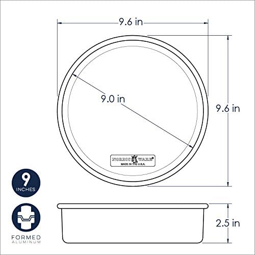 Nordic Ware Natural Aluminum Commercial Round Layer Cake Pan Baking Essentials, 9", Silver