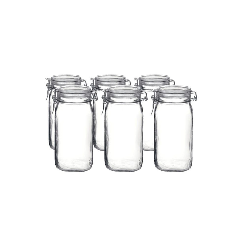 Bormioli Rocco Fido 1.5L (54oz) Latch Lid Canning Glass Jar 6 Pcs