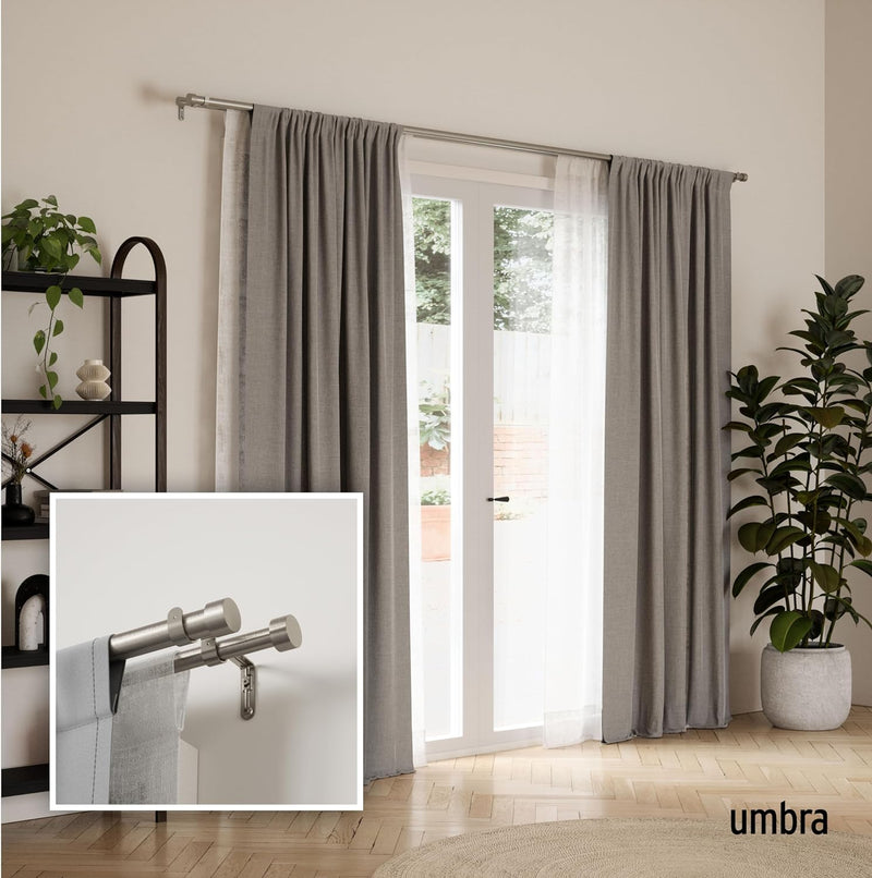 Umbra Cappa 1-Inch Double Curtain Rod, Includes 2 Matching Finials, Brackets & Hardware, 66 to 120-Inch, Nickel