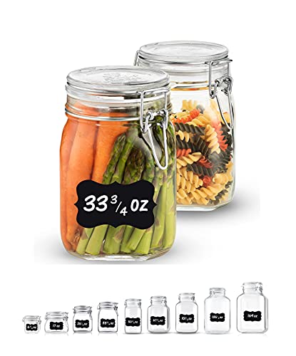 Bormioli Rocco Fido Blue 33.75 Ounce Square Jar, Set of 2