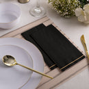 16 PK Black with Gold Stripe Guest Paper Napkins