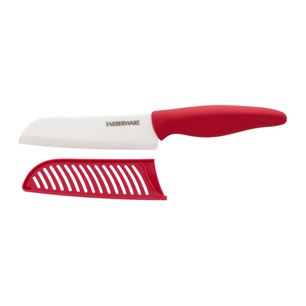 Farberware 5" Ceramic Santoku Knife Red