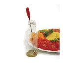 Silicone last drop spatula set, red and blue, stainless steel handle, flexible tips.