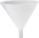 A natural-colored plastic funnel with a wide opening and 64 oz capacity.