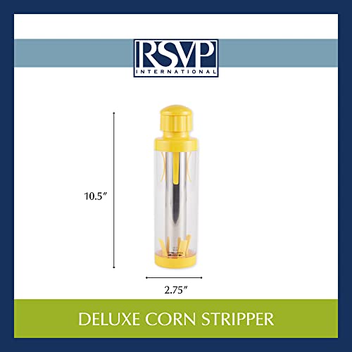RSVP International Yellow Deluxe Corn Stripper, 10.5" | Quickly Remove Kernels from the Cob | No Splatters or Mess | Dishwasher Safe