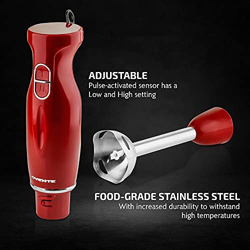 OVENTE Electric Hand Blender, Red