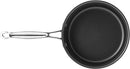 A black 3-quart nonstick saucepan and stainless steel handle on a white background.