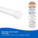 Kenney KN609L/1 Twist & Fit No Tools Spring Tension Standard Shower Curtain Rod with Non-Slip, Non-Scratch Ends, 42-72" Adjustable Length, Easy Install, White, 1" Diameter Rust Resistant Steel Tube