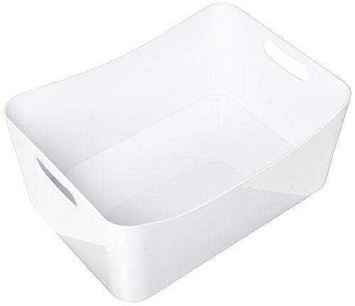 YBMHOME OPEN BIN STORAGE BASKET KITCHEN PANTRY, BATHROOM VANITY, LAUNDRY, HEALTH AND BEAUTY PRODUCT SUPPLY ORGANIZER, UNDER CABINET CADDY 2153 (Medium, White)