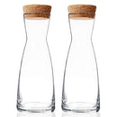 Bormioli Rocco Set Of 2 Ypsilon Carafe, With Natural Cork Top Lid, 18.5 Oz. Star Glass Pitcher For Water, Juice, Ice Tea Or Wine.