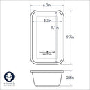 Dimensions for Nordic Ware natural aluminum rectangular loaf pan with smooth sides on a white background.