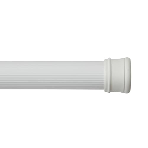 Kenney KN609L/1 Twist & Fit No Tools Spring Tension Standard Shower Curtain Rod with Non-Slip, Non-Scratch Ends, 42-72" Adjustable Length, Easy Install, White, 1" Diameter Rust Resistant Steel Tube