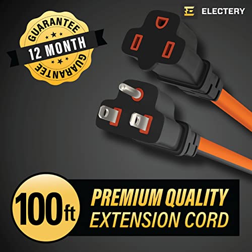 Orange Extension Cord 100 Ft 16/3 SJTW 3 Prong Outdoor Extension Cord 10+ ft - 13 Amps, 125V, Power Cord - Flexible Waterproof Weather Resistant Grounded Plug - ETL Listed for Indoor and Outdoor Use