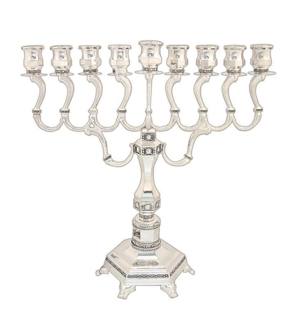 11" Nickle Menorah Diamond Design