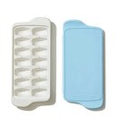 OXO Good Grips ice cube tray with sliding lid and rounded cube design on a white background.