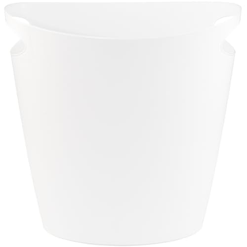 Superio Slim Bathroom Trash Can 2 Gallon White Plastic Small Compact Waste Basket for Bedroom, Dorm, Under Office Desk, Narrow Portable RV Dustbin