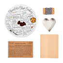 A large, themed gift set including a white tin printed with a chocolate chip cookie recipe, two cookies tied with a red bow, a blue can of Bartenura Moscato, and a small gold mask.