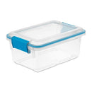 Sterilite 7.5 Qt Gasket Box, Stackable Storage Bin with Latching Lid and Tight Seal, Plastic Container to Organize Basement, Clear Base, Lid, 1-Pack