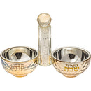 Crystal Salt and Pepper Stand with Crystal Chips Gold Accent