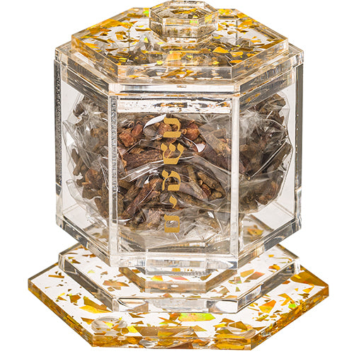 Acrylic Besamim Holder with Gold Glitter