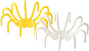 Two spider-shaped egg separators, one yellow and one white, designed to hook onto bowls.