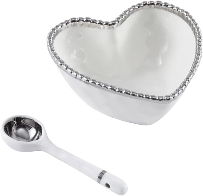 Porcelain Heart Serving Bowl with Serving Spoon